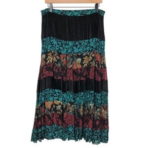 COLDWATER CREEK Tiered Floral Broomstick Maxi Skirt Sz M Whimsigoth Boho Cottage